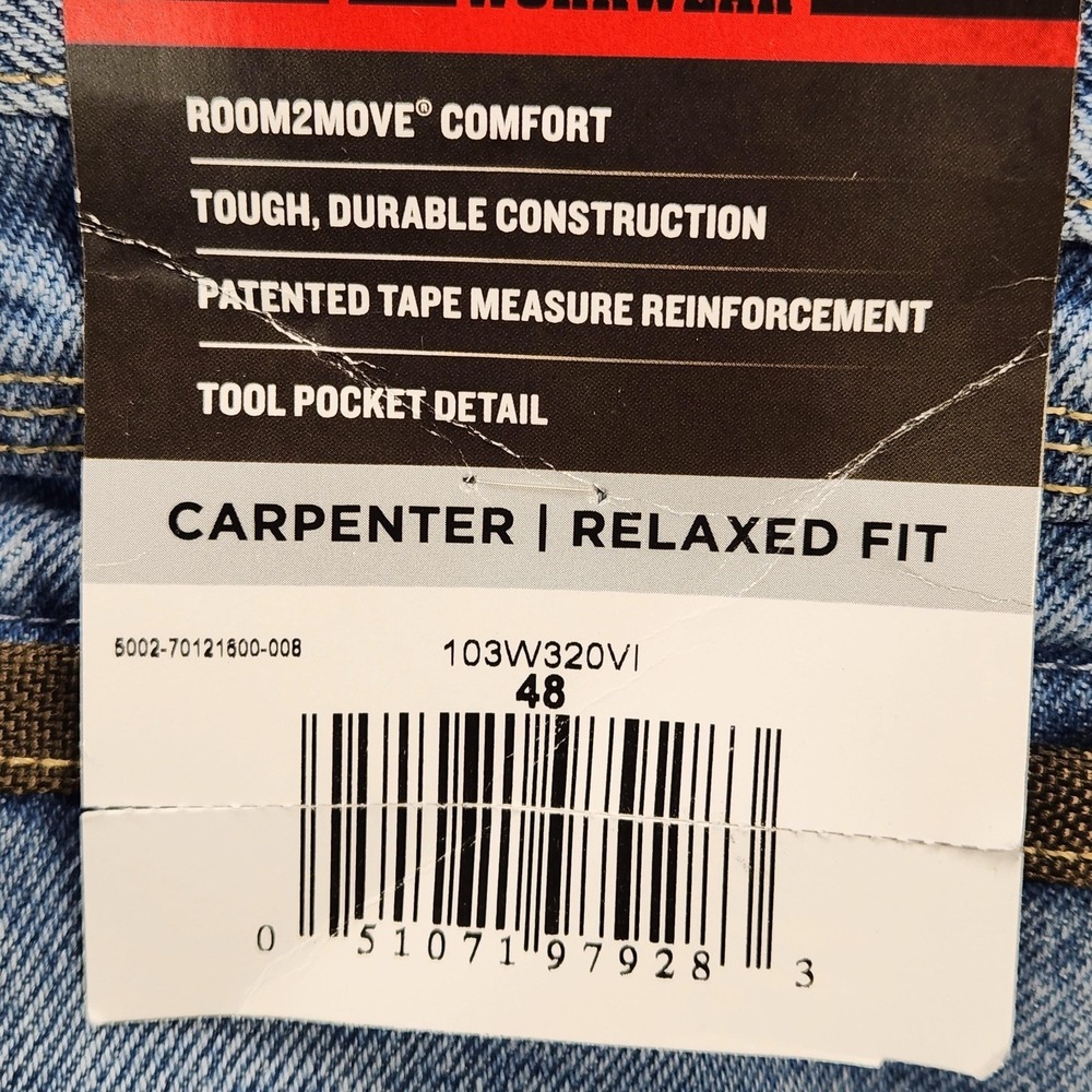 Wrangler Riggs Workwear Carpenter Shorts Mens 48 Blue Denim Relaxed 11 Inseam - Picture 3 of 15